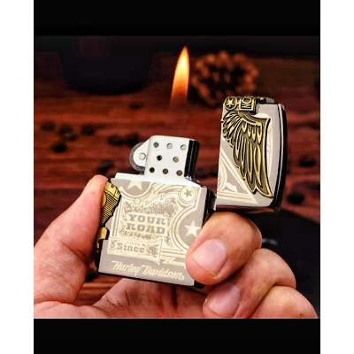 Picture of New 3D Harley Davidson Look Windproof Zippo Style Gas Lighter 2020 Collectible Antique Brass