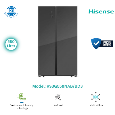 Picture of Hisense 580 Liter Side by Side No Frost Refrigerator (RS3G558NAB/BD3)