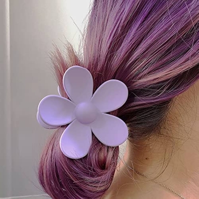 Picture of 2 pcs Korea Flower Shape Hair Claw Clips Women Sweet Girls Solid Crab Hair Claws Ponytail Hairpin Barrette Headwear Accessories