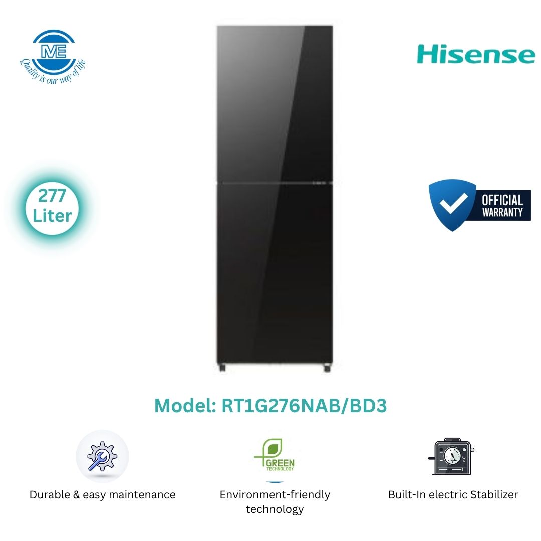 Picture of Hisense 277 Liter Top Mount Frost Refrigerator with Built-in Stabilizer Premium Black (RT1G276NAB/BD3)