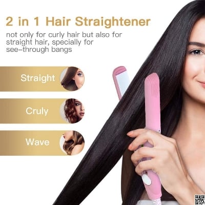 Picture of Mini Hair Straightener, Travel Mini Hair Flat Iron, Ceramic Plate Hair Straightener