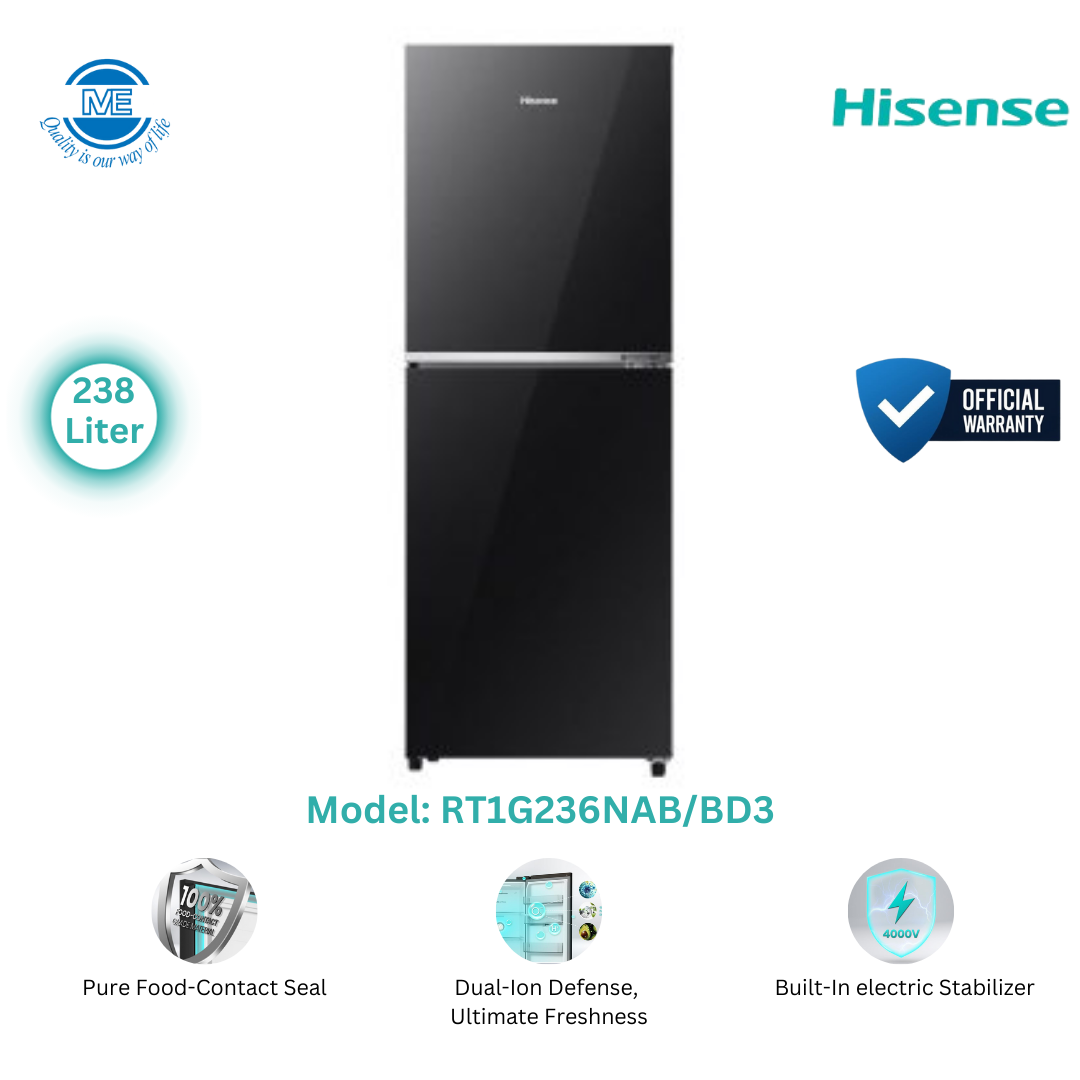 Picture of HISENSE 238 Liter Top Mount Premium Black Refrigerator | RT1G236NAB/BD3