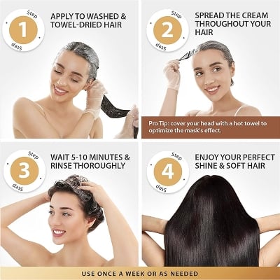 Picture of Karseell Collagen Hair Treatment Deep Repair Conditioning Argan Oil Collagen Hair Mask Essence for Dry Damaged Hair All Hair Types  500ml