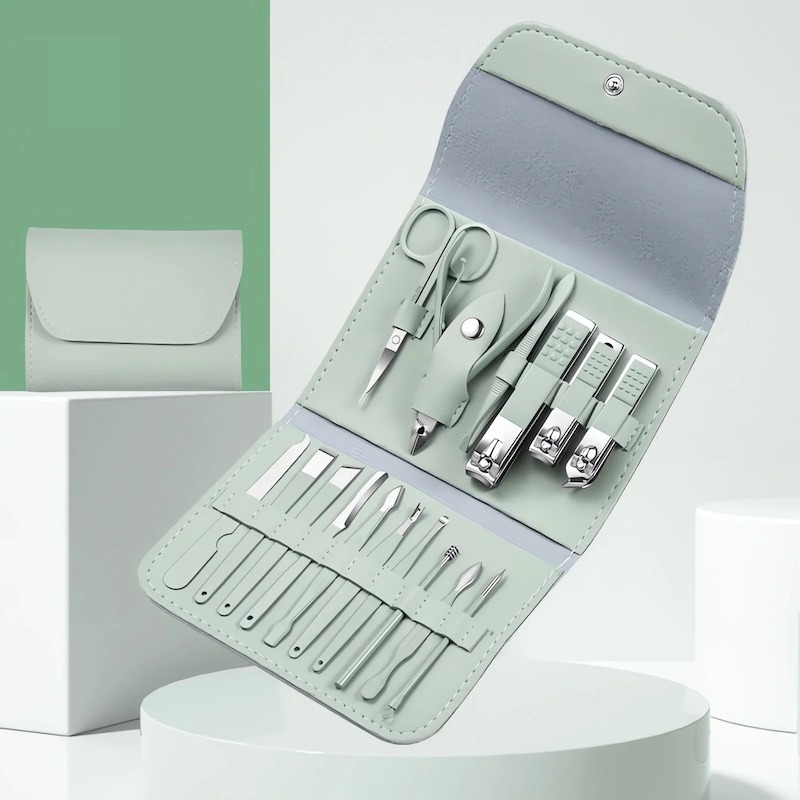 Picture of 16pcs/Set Nail Clippers Manicure Tool With Travel Case Cuticle Nippers And Cutter Kit Professional Nail Clippers Pedicure Kit_D Shop