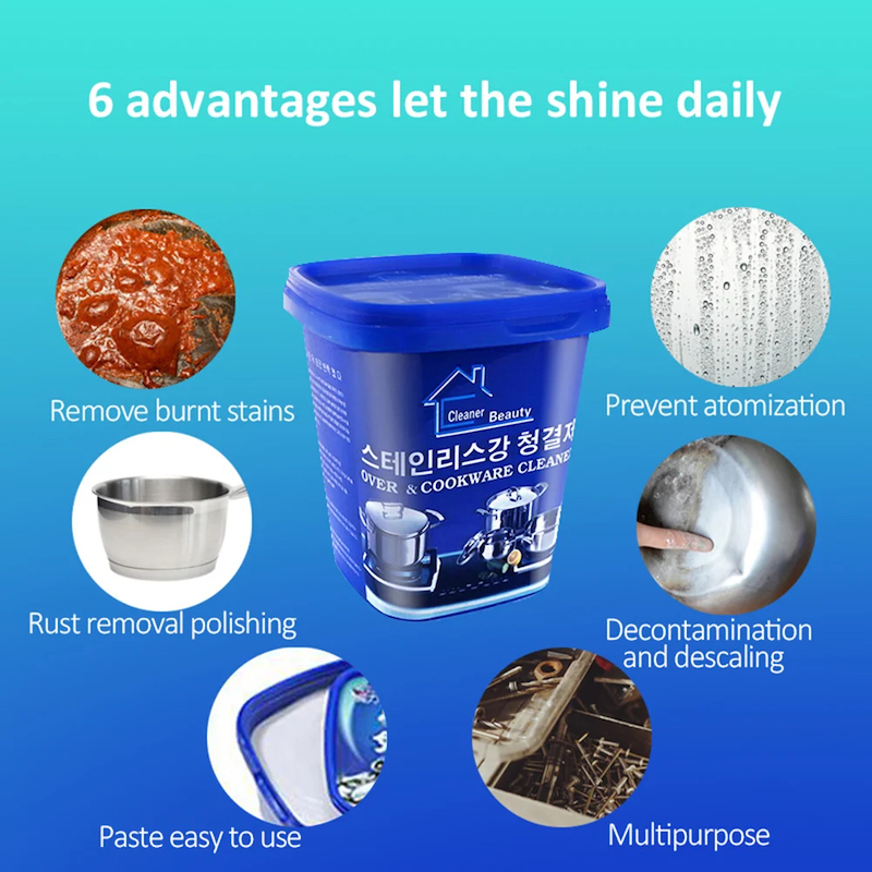 Picture of Powerful Stainless Steel Cookware Cleaning Paste Household Car Body Cleaner Washing Pot Bottom Scale Strong Cream Detergent_D Shop