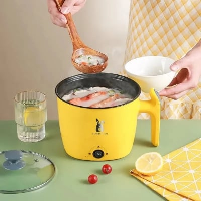Picture of Household Kitchen Electric Cooking Pot with Steamer Multifunctional Cooking Pot Student Dormitory Pot Mini Non-Stick Pot Steamer_ D Shop