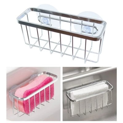 Picture of Kitchen Stainless Steel Sink Sponges Holder Storage Organizer Self Adhesive Drain Drying Rack Kitchen Wall Hooks Accessories_D Shop