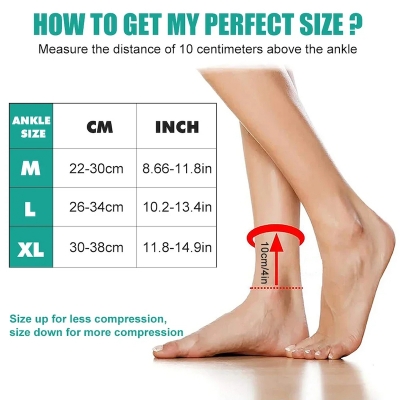 Picture of Adjustable Elastic Ankle Brace Compression Sleeve Foot Support Stabilizer for Plantar Fasciitis Achilles Tendonitis Sports Sock