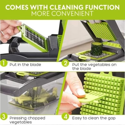 Picture of 16 IN1 Mandoline Slicer Veggie Food Chopper, Vegetable Cutter, Tomato Carrot Grater, Cheese French Onion Shredders Kitchen Tool_ D Shop