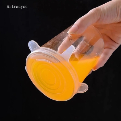 Picture of Silicone food cover 6pcs Cover Stretch Lids Reusable Durable and Expendable Lids Silicone Covers for Fresh Food Leftovers Keep Food Fresh_ D Shop