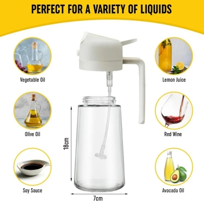 Picture of 2in1 Oil Dispenser Bottle with Pourer 500ml Plastic Oil Sprayer Cooking Oil Spray Tank BBQ Baking Picnic Kitchen Tool Home_D Shop