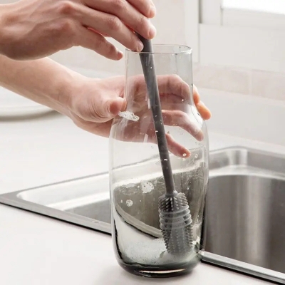 Picture of Silicone Cup Brush Milk Bottle Cleaning Brush Long Handle Water Bottles Cleaner Wine Glass Bottle Glass Cup Cleaning Brush