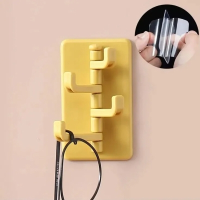Picture of 1PC Self Adhesive Wall Hook Strong Without Drilling Coat Bag Bathroom Door Kitchen Towel Hanger Hooks Home Storage Accessories_