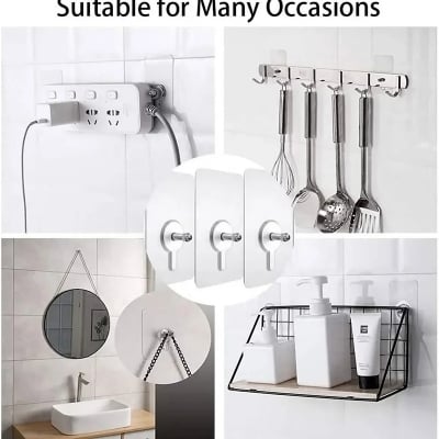 Picture of 5pcs Super Strong Adhesive Wall Hooks Maximum Hold for Kitchen Bathroom Damage Free Hanging Posters Shelves Nails Storage-D shop