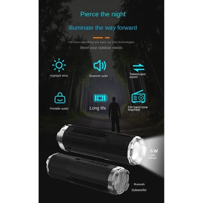 Picture of Portable Bluetooth Speaker With Zoomable Flashlight - 4 Dimming Modes FM Radio Long Lasting Life_D Shop