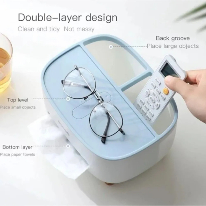 Picture of Style Tissue Box Holder Plastic Household Napkin Storage Box Practical Desk Organizer Office-D shop