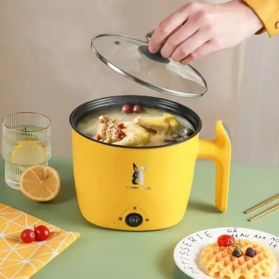 Picture of Household Kitchen Electric Cooking Pot with Steamer Multifunctional Cooking Pot Student Dormitory Pot Mini Non-Stick Pot Steamer_ D Shop