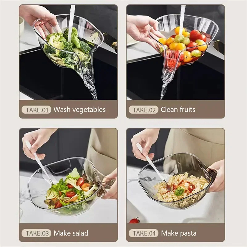 Picture of D Shop Clear Drain Basket Funnel For Kitchen Multifunctional Drainage Basket Large Capacity Vegetable Washing Basket Kitchen Organizer