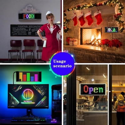 Picture of LED Matrix Pixel Panel Flexible RGB Pattern Graffiti Scrolling Text Animation Display Car Shop Reminder Light Bluetooth APP USB_ D Shop