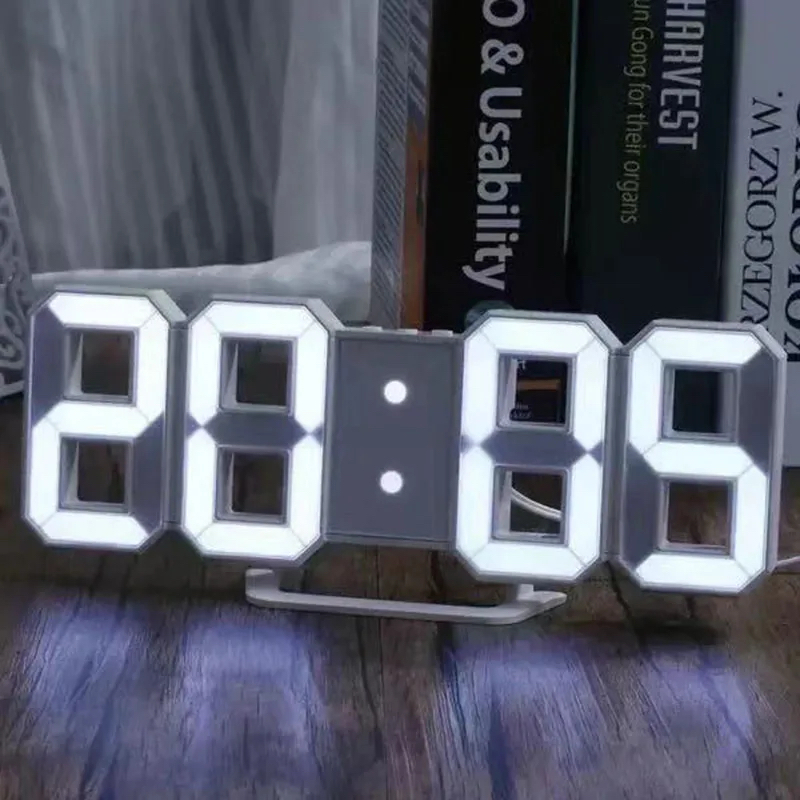 Picture of 3D Digital Wall Clock Decoration for Home Glow Night Mode Adjustable Electronic Watch Living Room LED Clock Decor Clocks Garden_D Shop