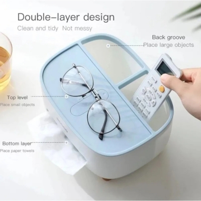 Picture of Style Tissue Box Holder Plastic Household Napkin Storage Box Practical Desk Organizer Office-D shop