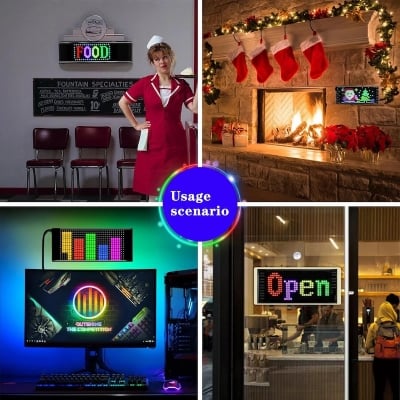 Picture of LED Matrix Pixel Panel Flexible RGB Pattern Graffiti Scrolling Text Animation Display Car Shop Reminder Light Bluetooth APP USB_ D Shop