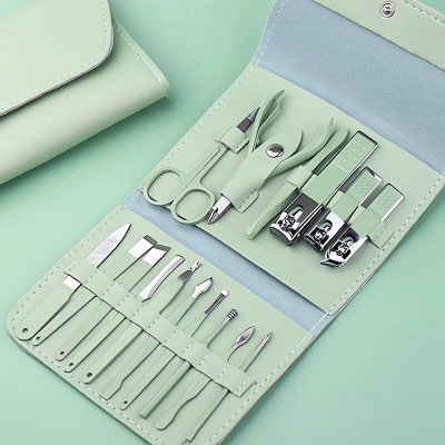 Picture of 16pcs/Set Nail Clippers Manicure Tool With Travel Case Cuticle Nippers And Cutter Kit Professional Nail Clippers Pedicure Kit_D Shop
