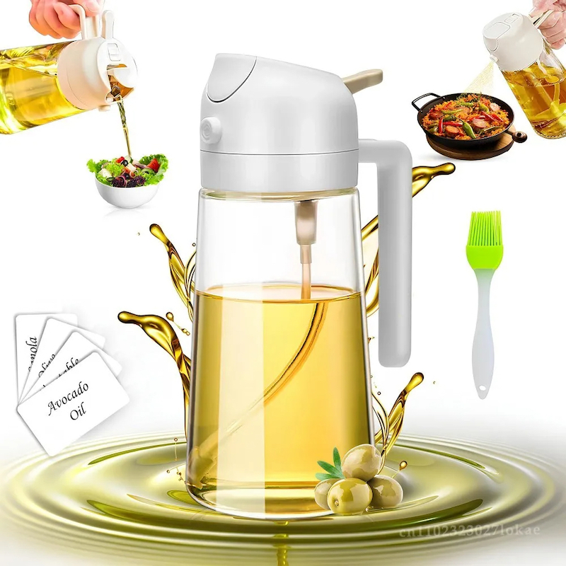 Picture of 2in1 Oil Dispenser Bottle with Pourer 500ml Plastic Oil Sprayer Cooking Oil Spray Tank BBQ Baking Picnic Kitchen Tool Home_D Shop
