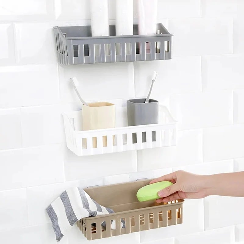 Picture of Organizzatore Per Bagno In Plastica Portaoggetti Foro Per Wc Gratuito Shampoo Sapone Supporto Cosmetico Mensole Doccia A Parete_ D Shop