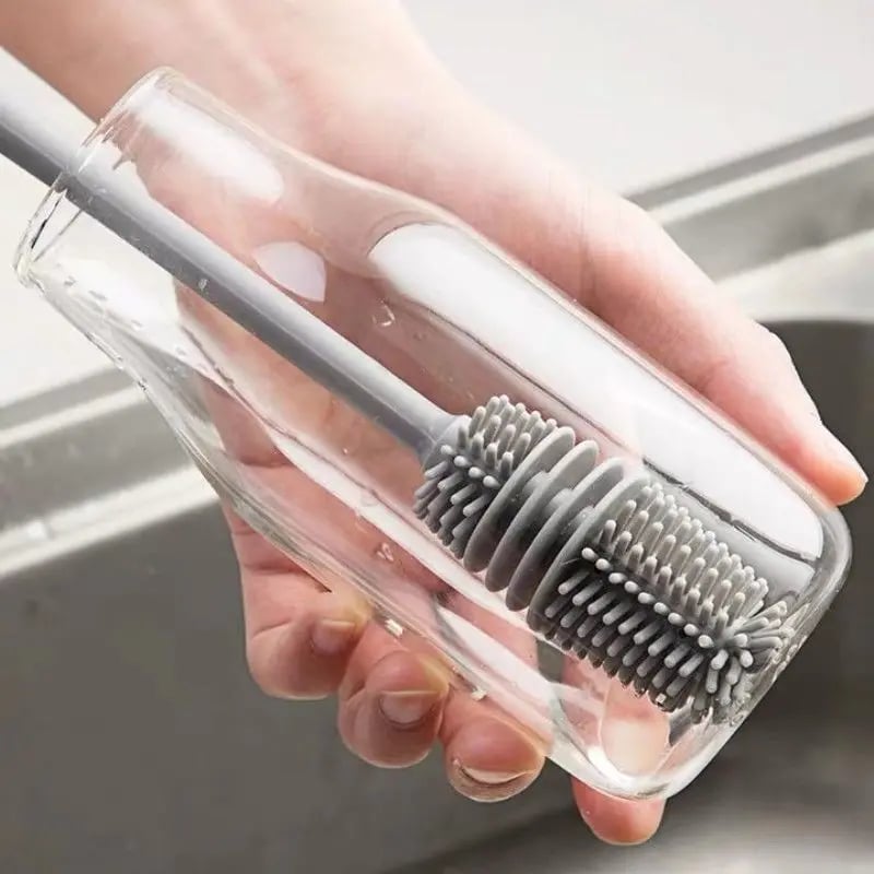 Picture of Silicone Cup Brush Milk Bottle Cleaning Brush Long Handle Water Bottles Cleaner Wine Glass Bottle Glass Cup Cleaning Brush