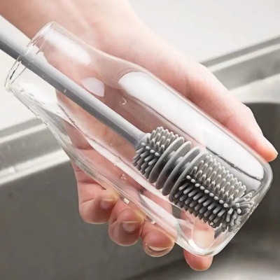 Picture of Silicone Cup Brush Milk Bottle Cleaning Brush Long Handle Water Bottles Cleaner Wine Glass Bottle Glass Cup Cleaning Brush