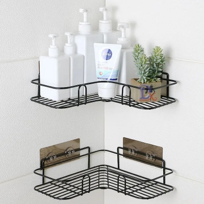 Picture of Bathroom Corner Storage Shelves Wall Mounted Rack Shampoo Holder Iron Shower Drain Basket Punch-Free Organizer Bath Accessories_ D Shop