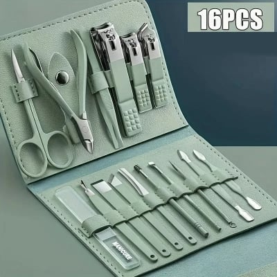 Picture of 16pcs/Set Nail Clippers Manicure Tool With Travel Case Cuticle Nippers And Cutter Kit Professional Nail Clippers Pedicure Kit_D Shop