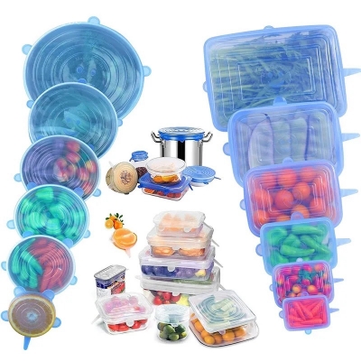 Picture of Silicone food cover 6pcs Cover Stretch Lids Reusable Durable and Expendable Lids Silicone Covers for Fresh Food Leftovers Keep Food Fresh_ D Shop