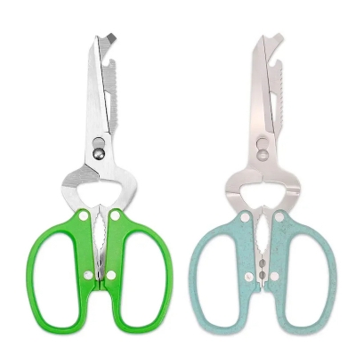 Picture of Dobeli 10 in 1 Removable Stainless Steel Blade Shears Straw Handle Multi Functional Kitchen Scissors Household Hand Tools_D Shop