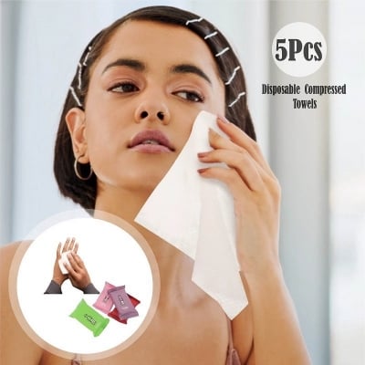 Picture of 4Pcs Disposable Compressed Towels Thicker Travel Wash Cloth Face Towel for Travel Camping Hiking-D shop