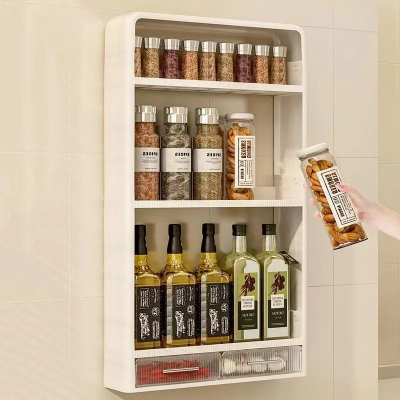 Picture of D shop 4 Layer  Kitchen , Bathroom ,Wall Mounted Shelf Multifunctional Toiletries Storage Rack. Kitchen Seasoning Bottle Storage Rack. Cosmetics Organizer