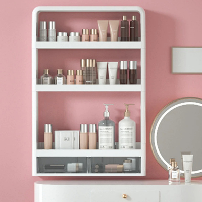 Picture of D shop 4 Layer  Kitchen , Bathroom ,Wall Mounted Shelf Multifunctional Toiletries Storage Rack. Kitchen Seasoning Bottle Storage Rack. Cosmetics Organizer