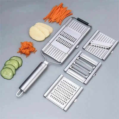 Picture of 4 in1 Vegetable Slicer Stainless Steel Shredder Cutter Multi-Purpose Vegetable Slicer Cuts Set Manual Fruit Carrot Potato Grater_D Shop