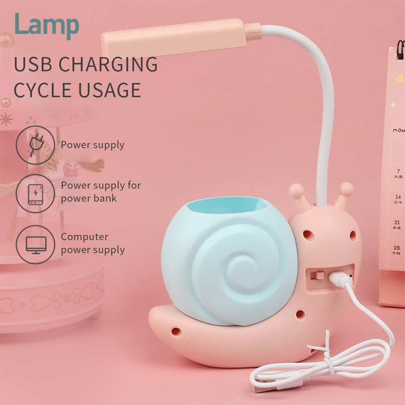 Picture of Cute Desk Lamp with Pen Holder Snail Rechargeable LED Table Lamp for Kids Foldable Reading Desk Light for Bedroom Nursery Study Home-D Shop