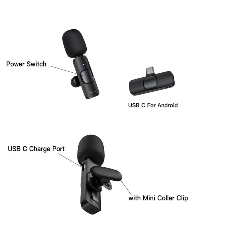 Picture of D Shop K8  Single Wireless Lavalier Microphone Studio Gaming Type-C PC Computer Professioanl Lapel Mic Live Broadcast Mobile Phone