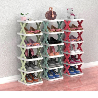 Picture of Creative 5-layer Shoe Rack Storage Organizer Simple Plastic Household Multi-function Space-saving Folding Shoe Stacker Shelf Large Size (30x28x17.5cm)cm