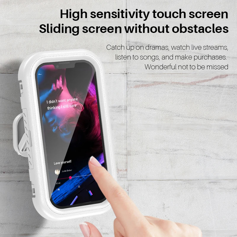 Picture of Bathroom waterproof mobile phone bracket without punching Bathroom wall bracket Kitchen storage rack can rotate 360 °-D Shop