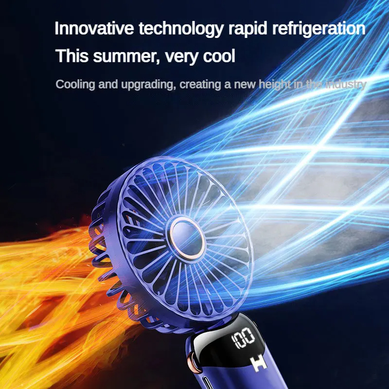 Picture of D Shop Handheld Mini Fan Foldable Portable Neck Hanging Fans 5 Speed USB Rechargeable Fan with Phone Stand and Display Screen-Multicolor