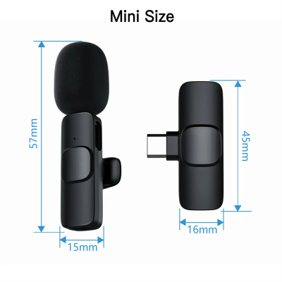 Picture of D Shop K8  Single Wireless Lavalier Microphone Studio Gaming Type-C PC Computer Professioanl Lapel Mic Live Broadcast Mobile Phone