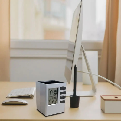 Picture of Multifunctional Pen Holder and Digital Alarm Clock LCD for Student, Office, Desk Supplies Organizer