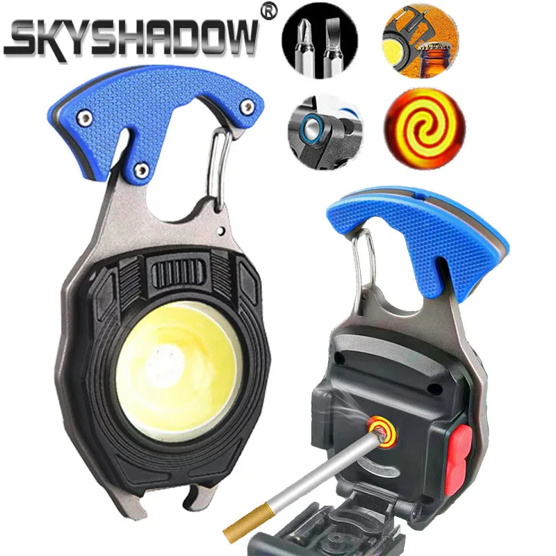 Picture of Multi-function COB LED Flashlight Outdoor USB Keychain Light Hook Strong Magnet Screwdriver Hammer Emergency Lamp Lamp for Campi