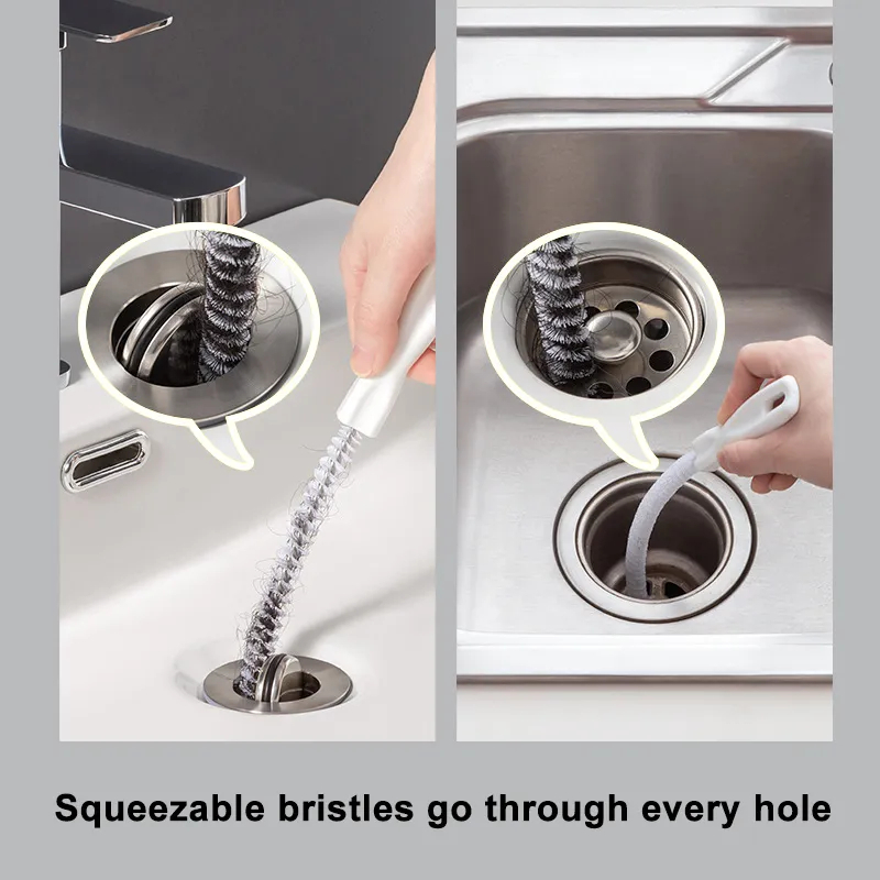 Picture of 45cm Pipe Dredging Brush Bathroom Hair Sewer Sink Cleaning Brush Drain Cleaner Flexible Cleaner Clog Plug Hole Remover Tool