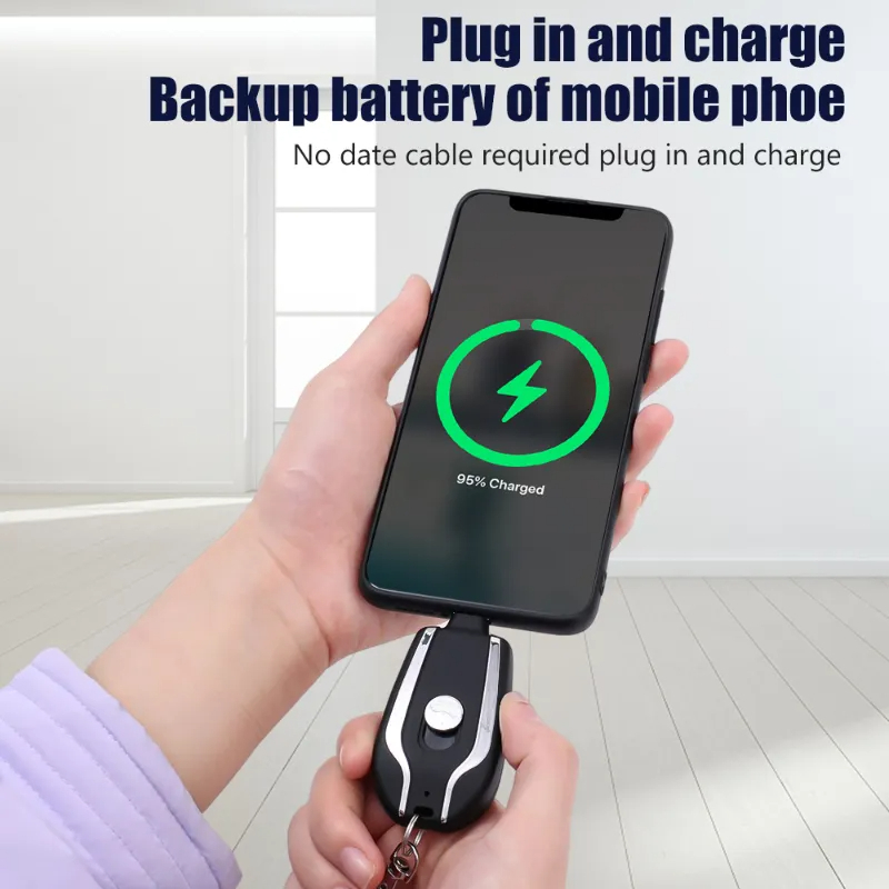 Picture of 1500mAh Portable Keychain Power Bank Fast Charging for Type C Phone Charger External Battery Pack for Emergency Power