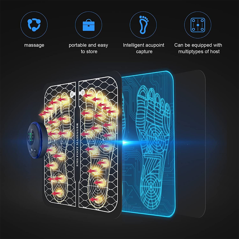 Picture of Electric EMS Foot Massager Pad Foot Massage Mat Feet Muscle Stimulator Improve Blood Circulation Relieve Ache Pain Health Care